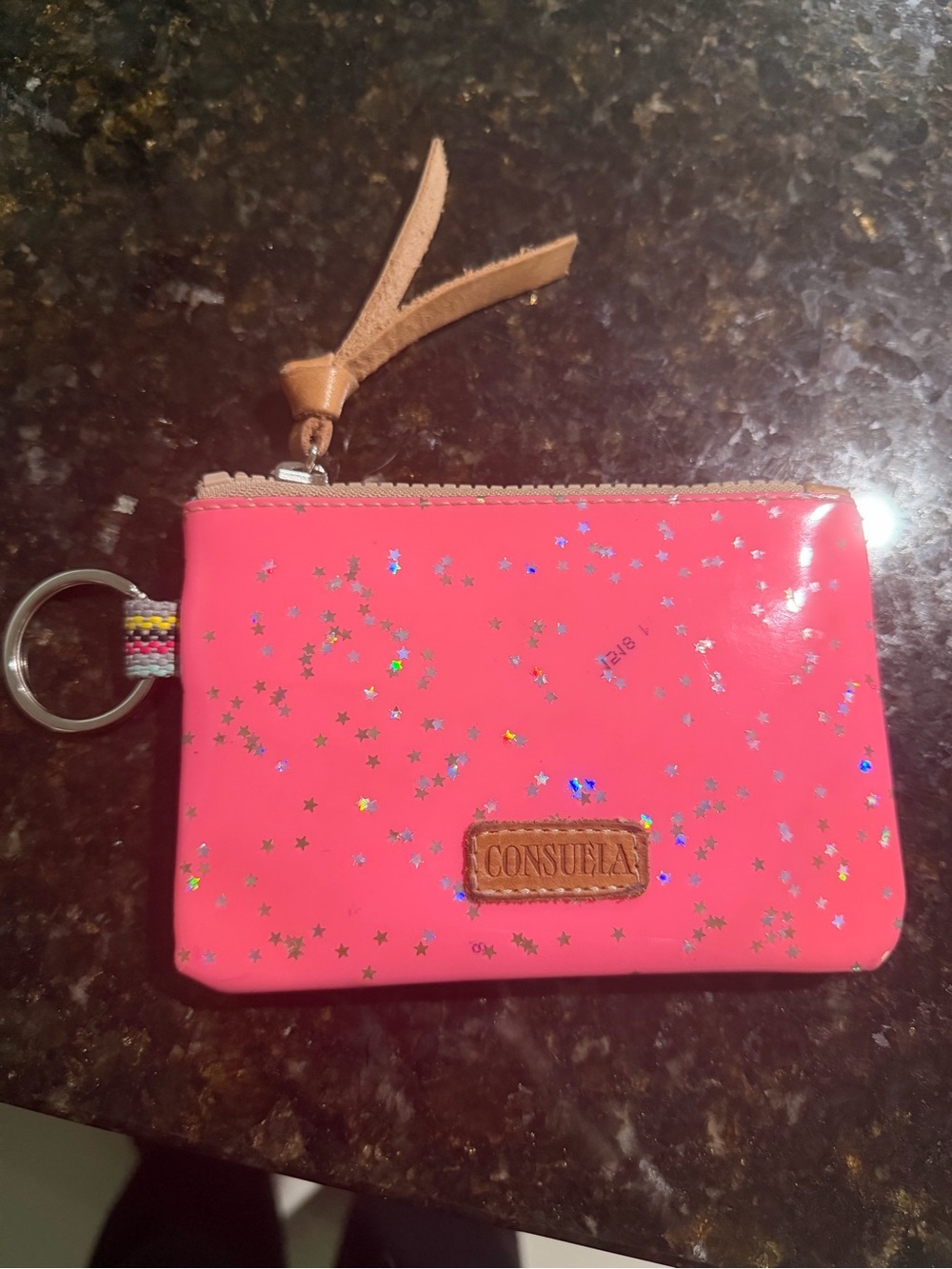 Consuela Pink Zip Coin Pouch with Teal Interior